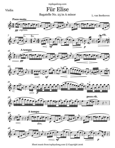 beethoven fur elise sheet.